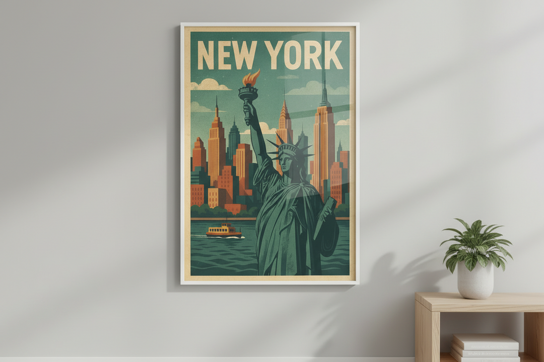 New York Statue of Liberty Vintage Travel Poster Canvas