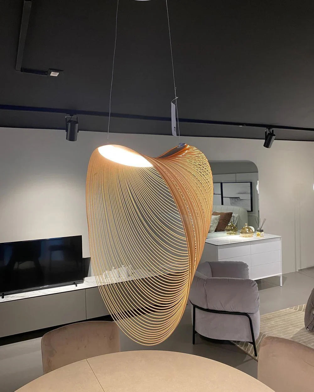 Wooden Modern LED Sculptural Pendant Light