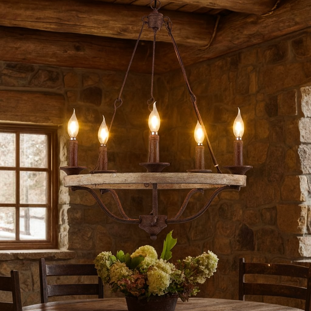 Rustic Candle-Style Chandelier