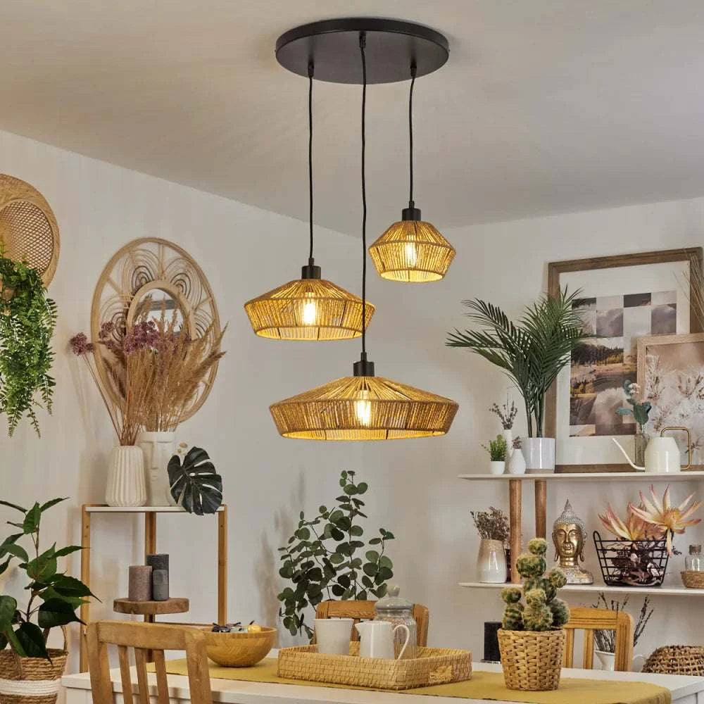 Rustic Rope Central Light Rustic Woven Rope Pendant Light ClusterThis rustic pendant light clust ...