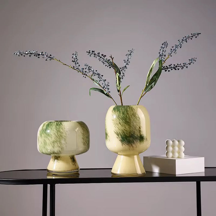 Green Marble Glass Vase Set