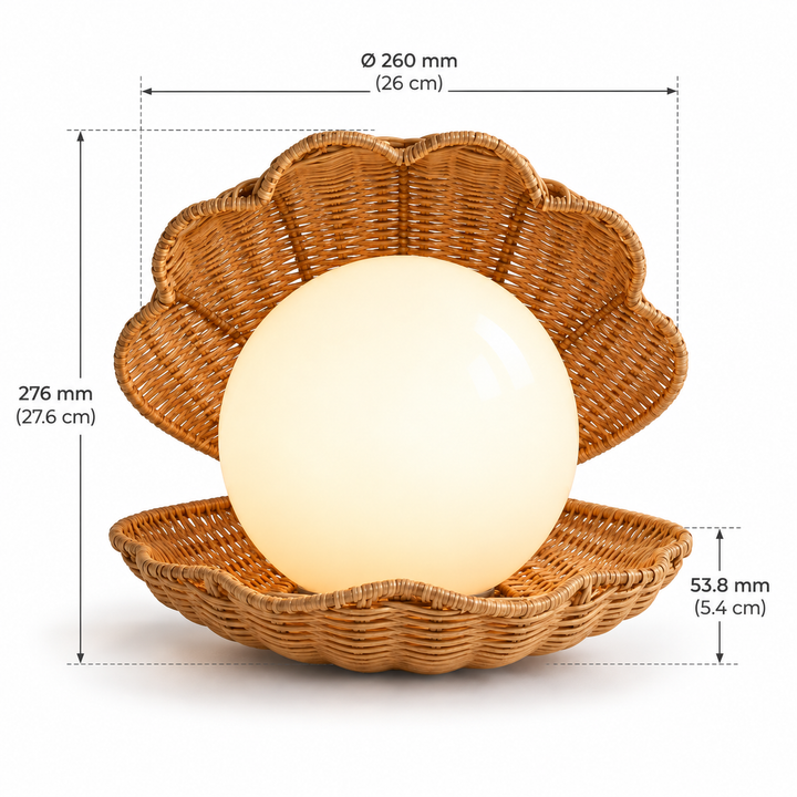 Shell-Inspired Rattan Table Lamp