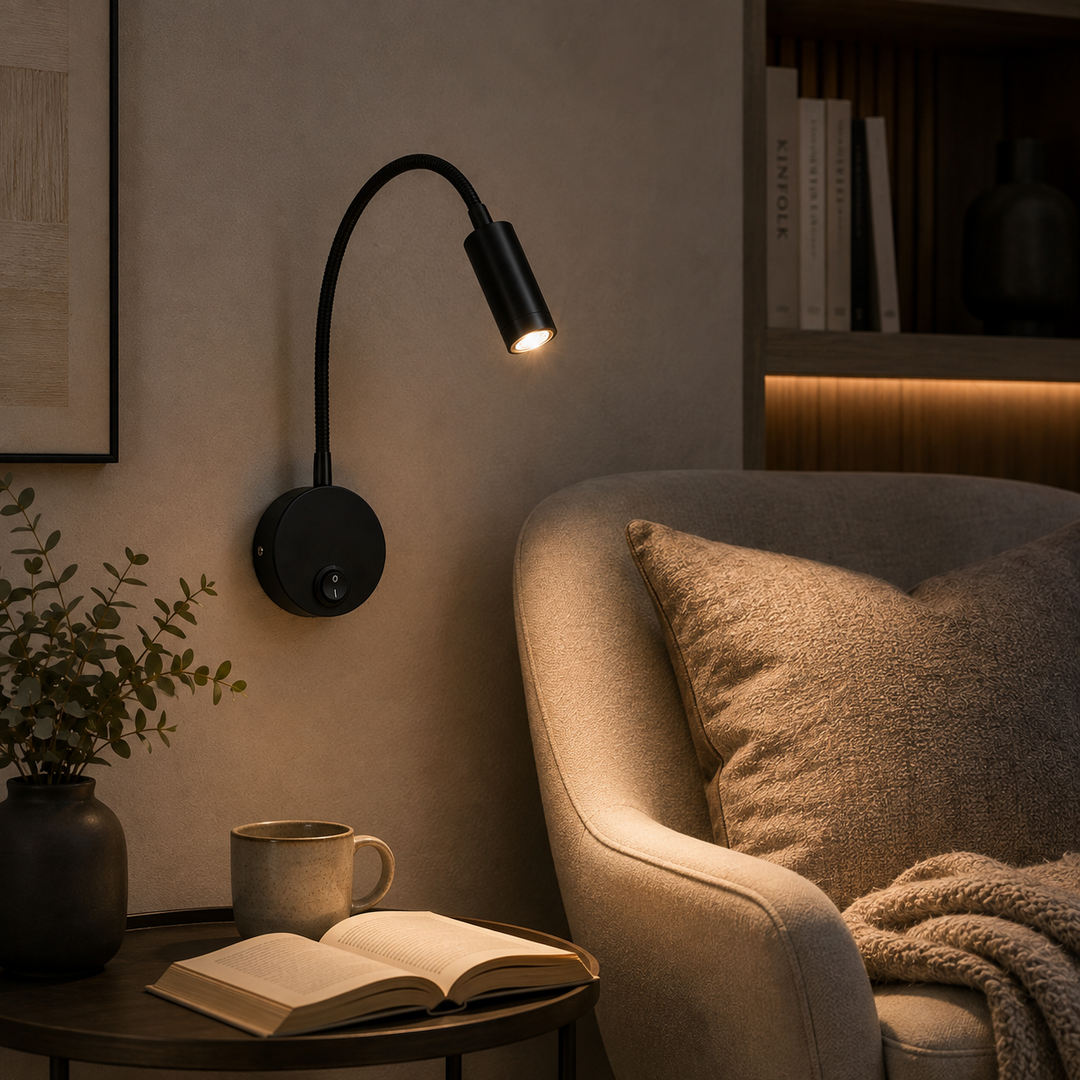 Modern Bedside Wall Light with a Flexible Arm (40 cm)