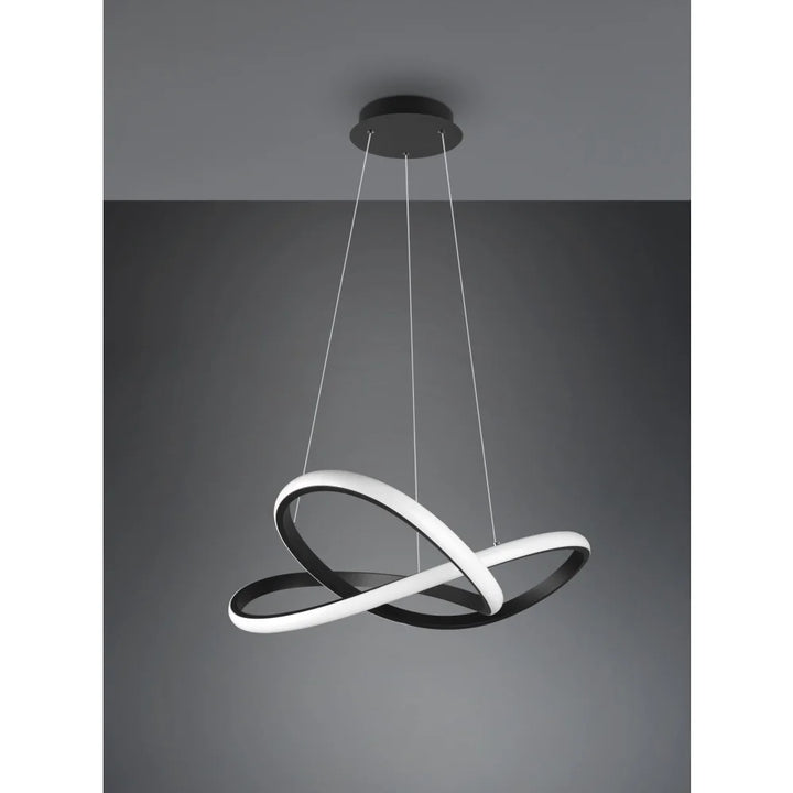 Modern LED Loop Pendant Light with Black and White Design