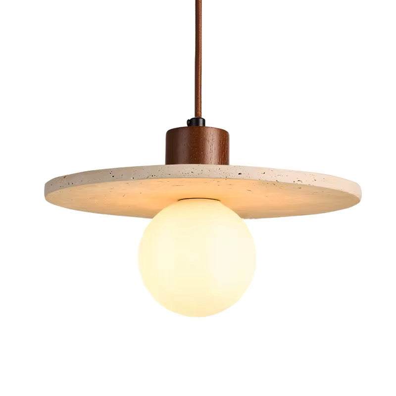 Flat Disc Travertine Pendant