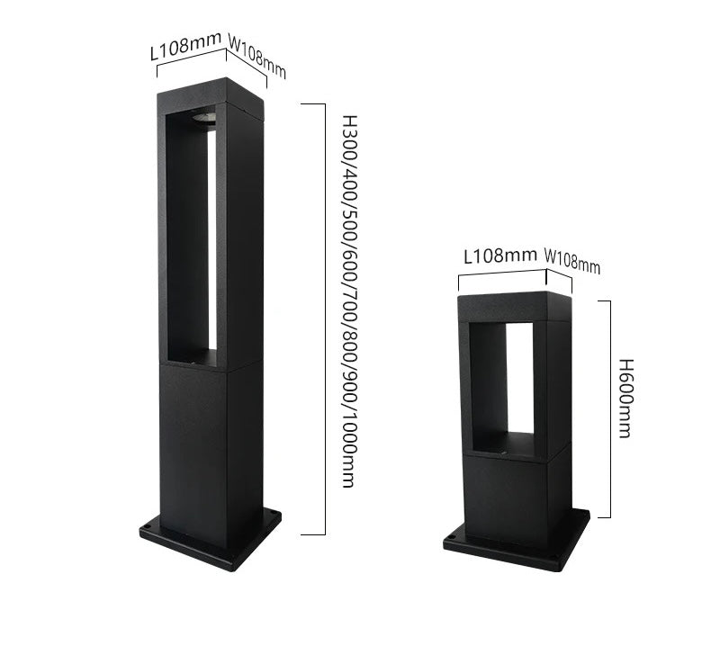 Modern Black LED Bollard Light - Outdoor Pathway Lighting