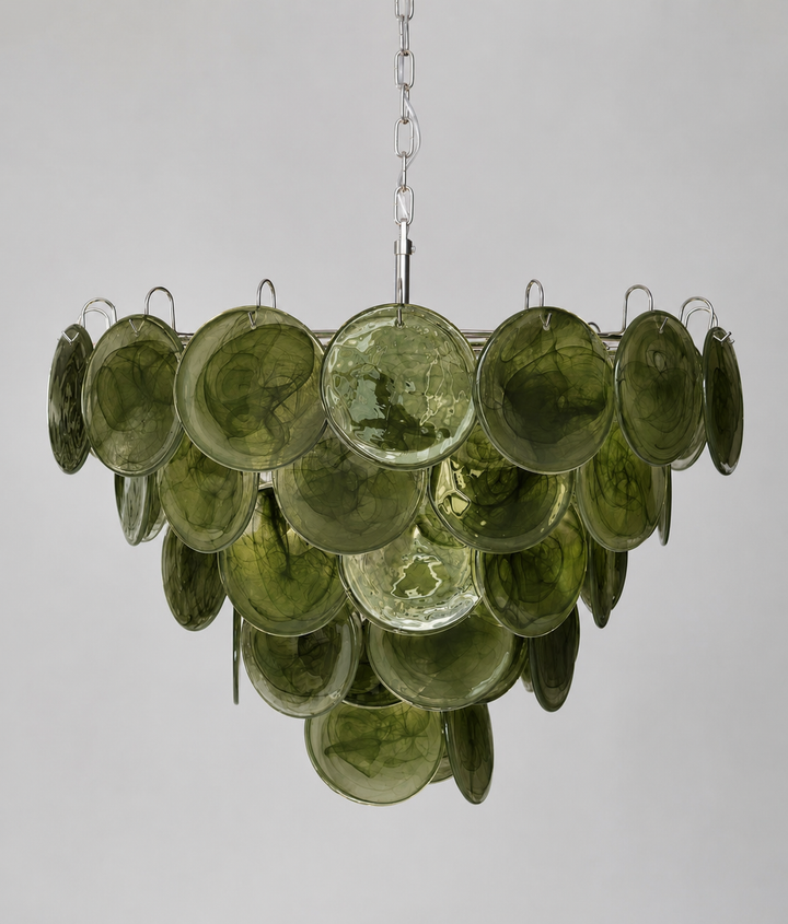 Green Glass Disc Chandelier