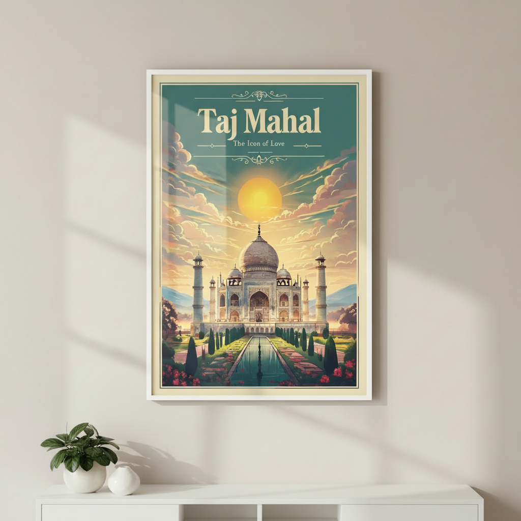 Taj Mahal India Vintage Travel Poster Canvas