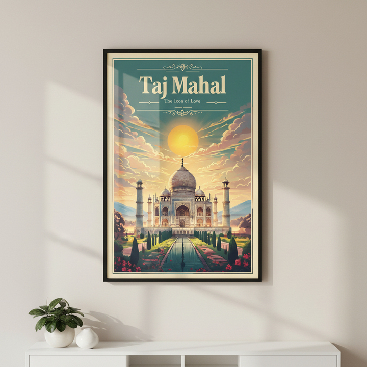 Taj Mahal India Vintage Travel Poster Canvas