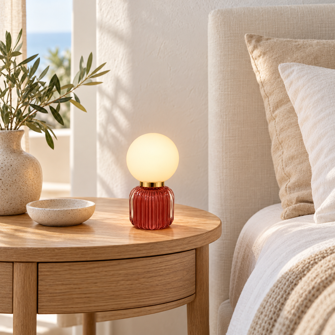 Burgundy Glass Table Lamp