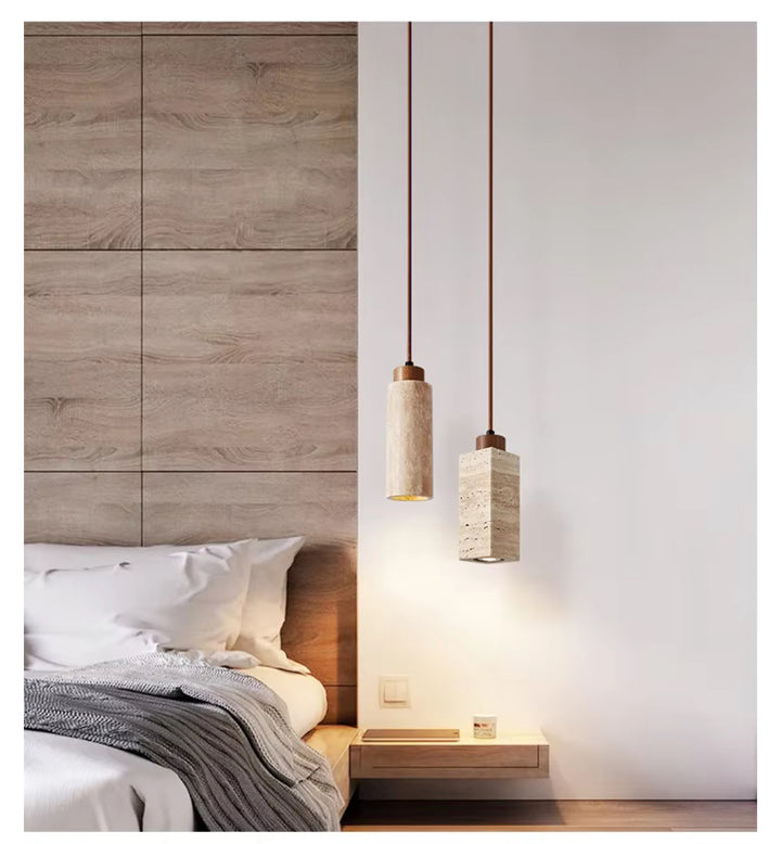 Modern Pendant Light with Natural Stone Shades