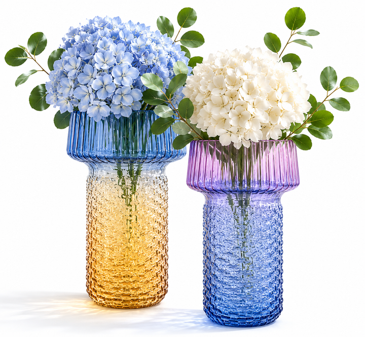Textured Dual-Tone Glass Vase Set of 2
