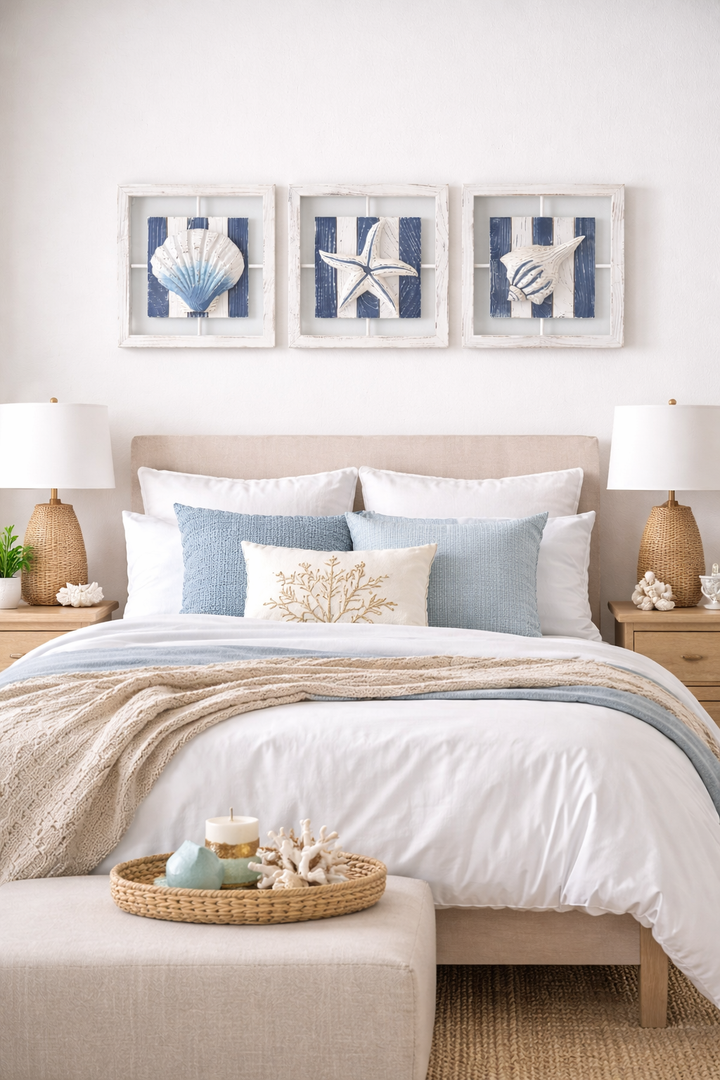 Coastal Shadow Box Wall Art Set of 3 (20 cm each)