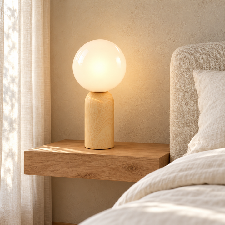 Nordic Wood Base Globe Table Lamp