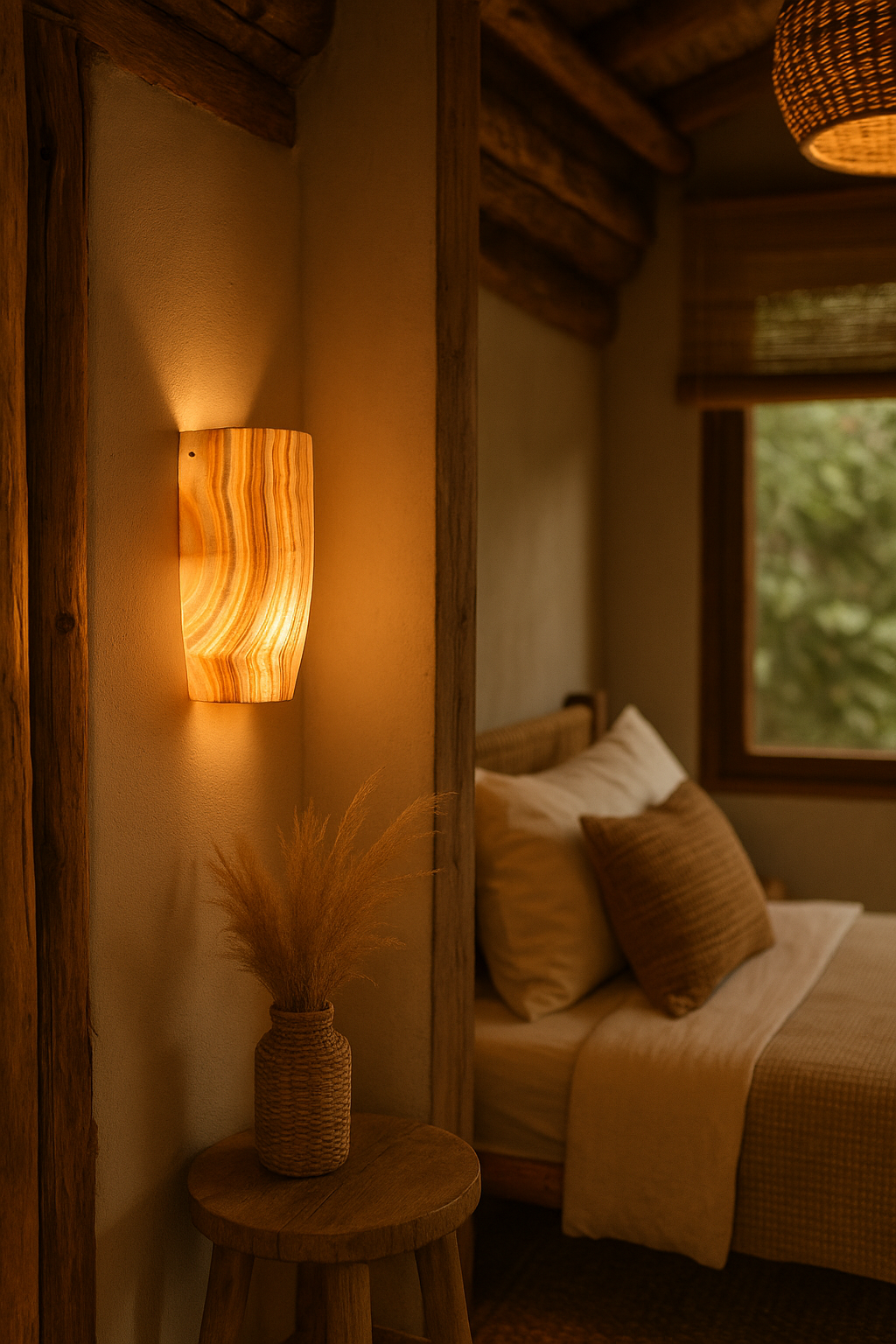 Amber Alabaster Marble Wall Sconce