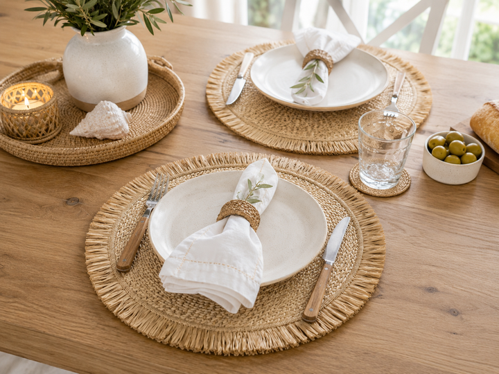 Handwoven Seagrass Fringe Placemats set of 2