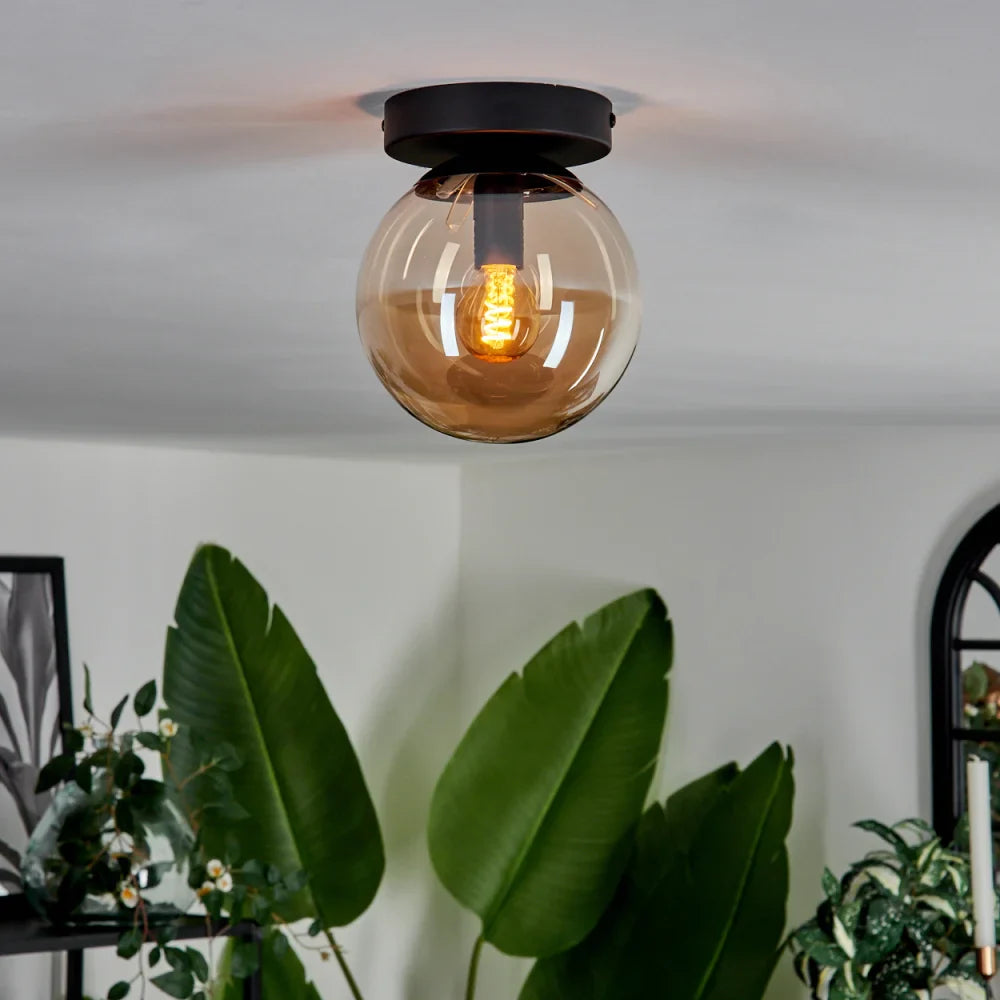 Modern Smoked Glass Globe Ceiling Light