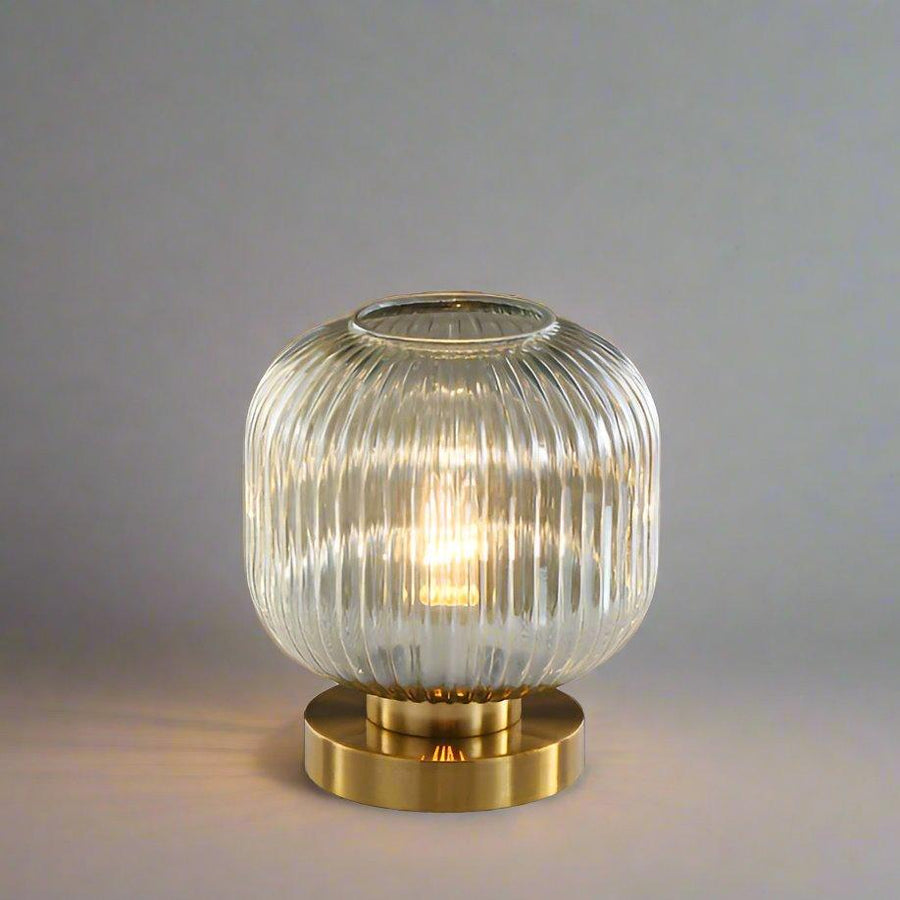 Modern Glass Table Lamp with Brass Base