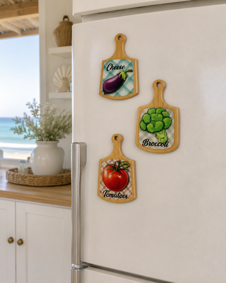 Wooden Mini Cutting Board Fridge Magnet set of 3
