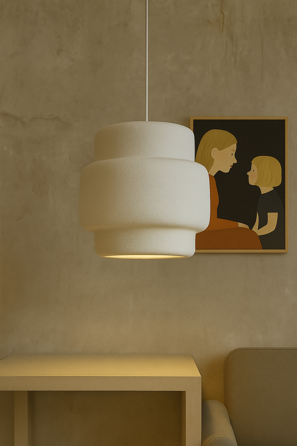 Modern Textured Cylinder Pendant Light