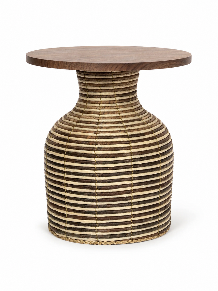 Handwoven Rattan Side Table