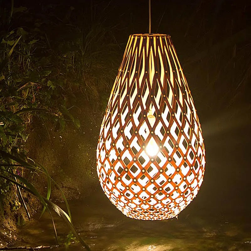 Rustic Teardrop Woven Pendant Light