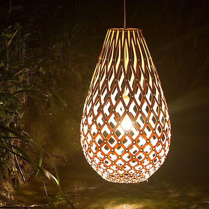 Rustic Teardrop Woven Pendant Light