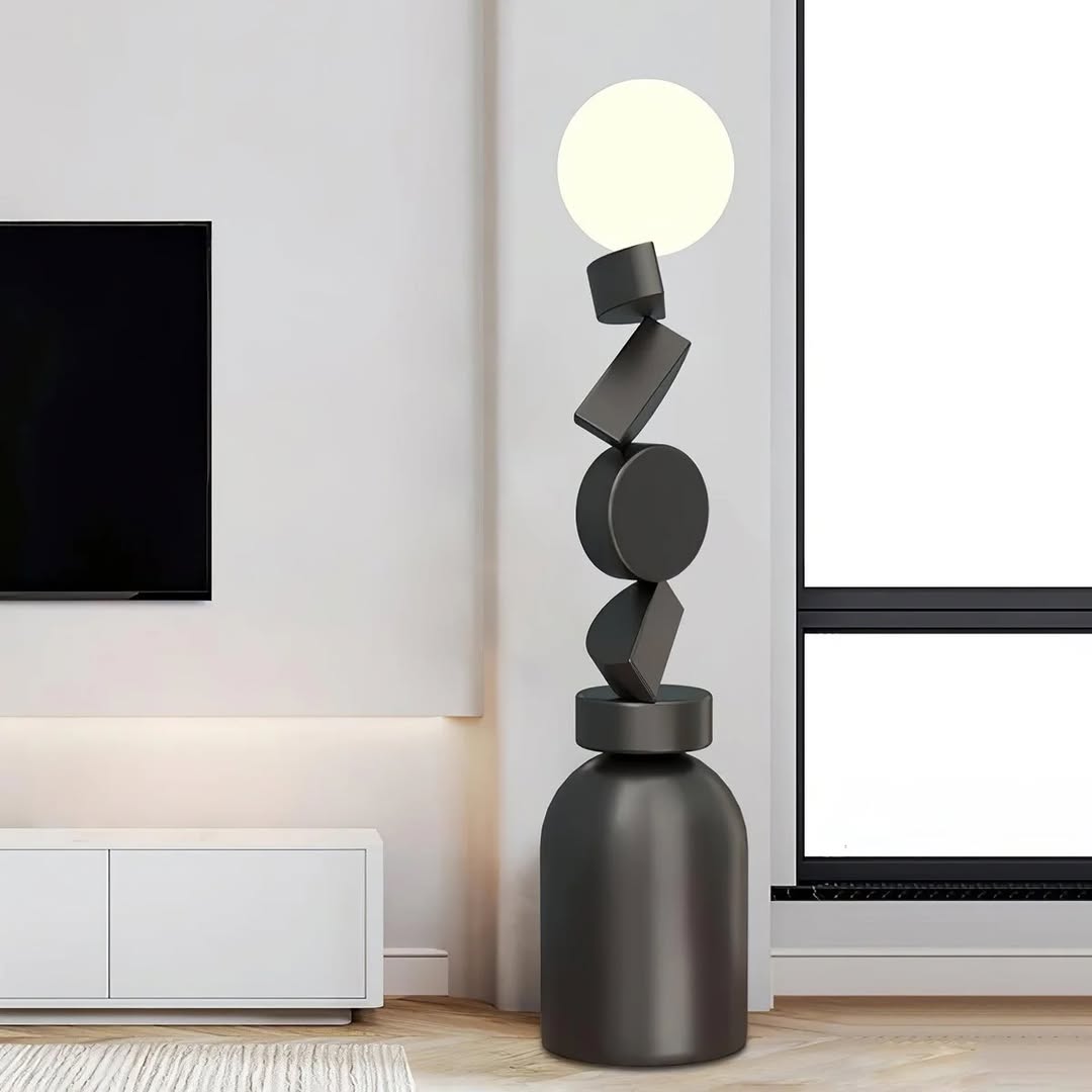 Modern Sculptural Floor Lamp with Globe Light