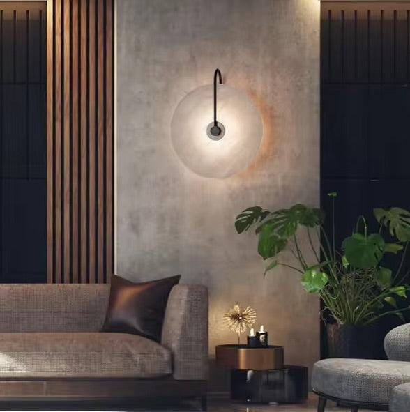 Elegant Globe Wall Light with Hook Arm - Warm Tinted Glass