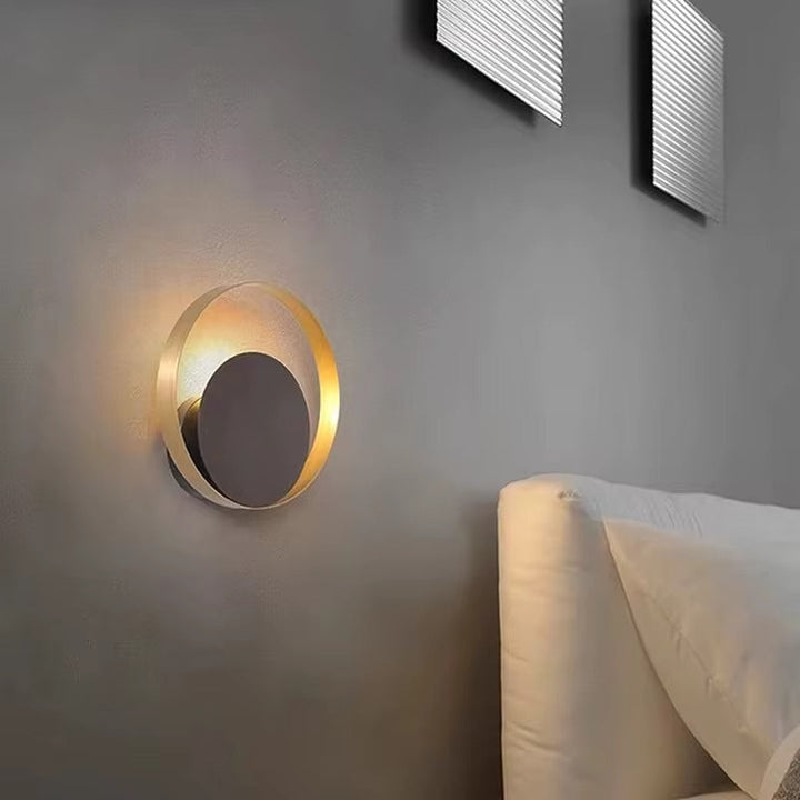 Modern Circular Wall Light with Gold Trim