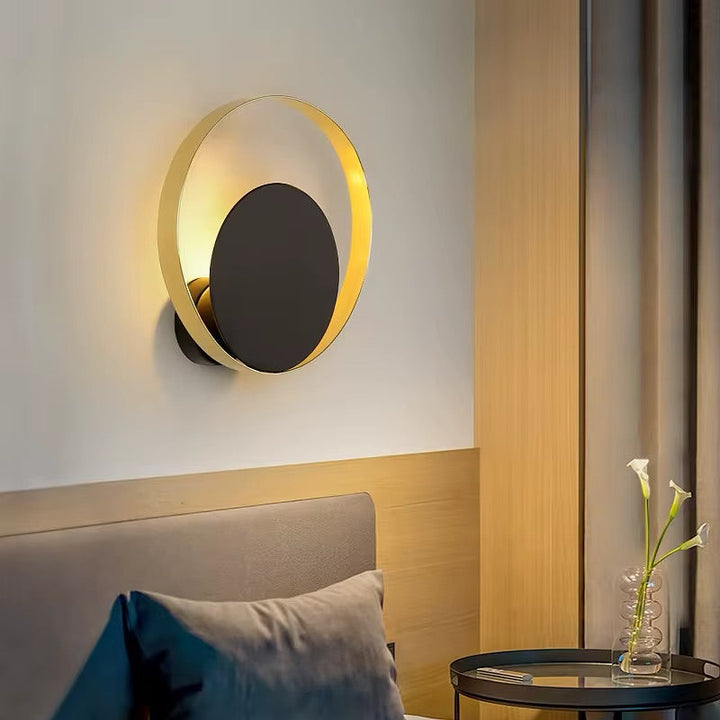 Modern Circular Wall Light with Gold Trim