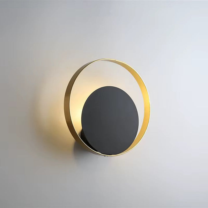 Modern Circular Wall Light with Gold Trim