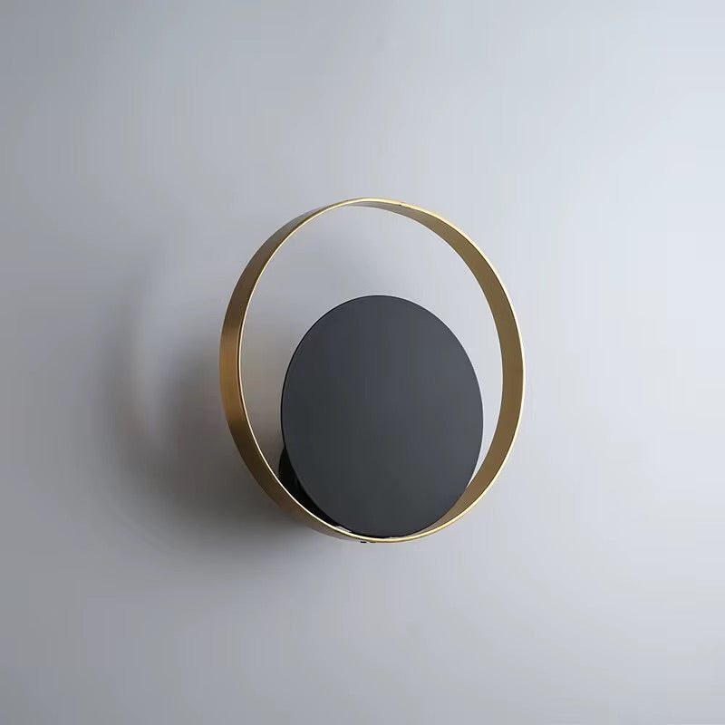 Modern Circular Wall Light with Gold Trim