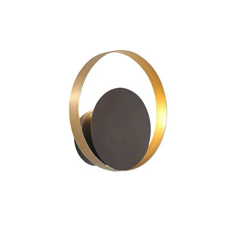 Modern Circular Wall Light with Gold Trim