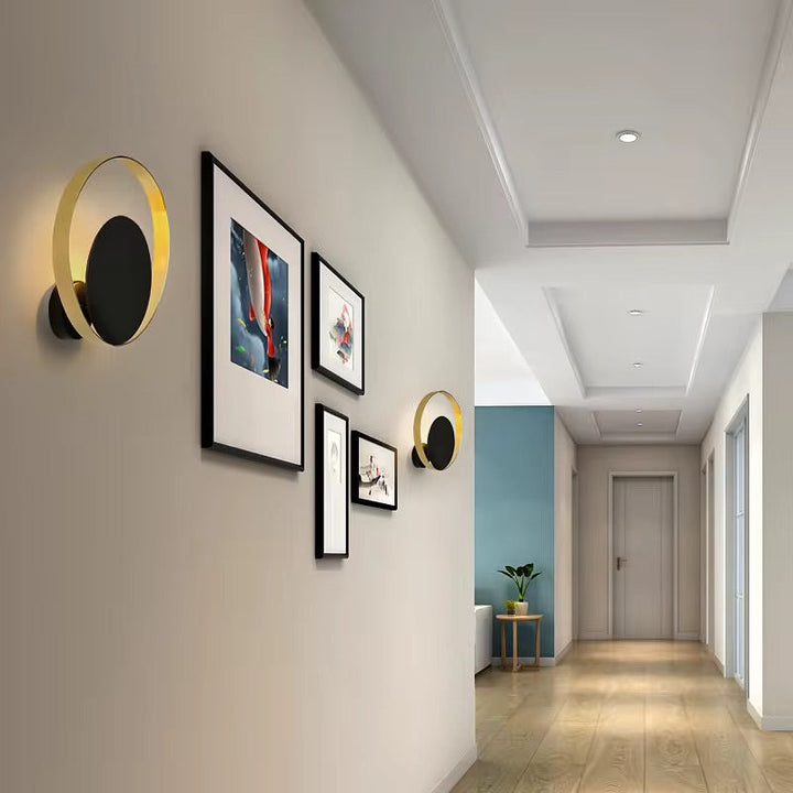 Modern Circular Wall Light with Gold Trim