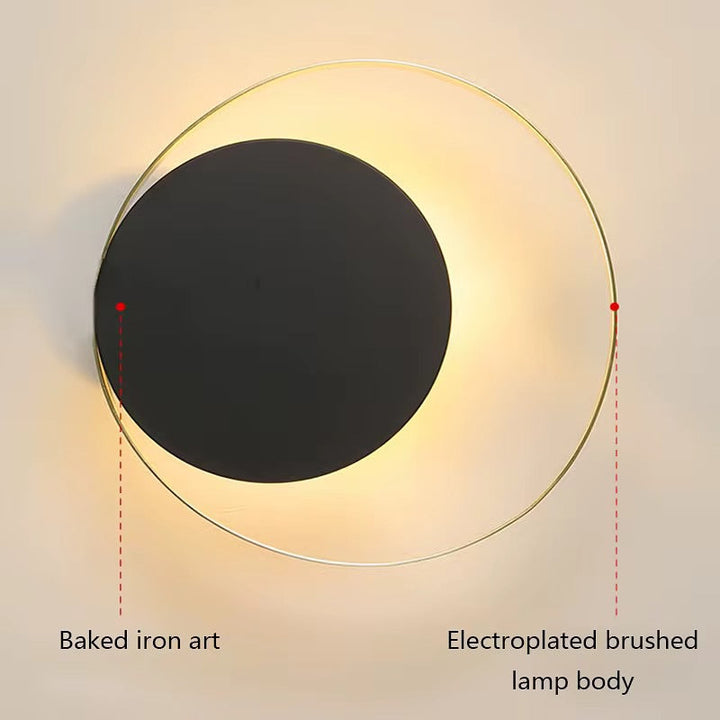 Modern Circular Wall Light with Gold Trim