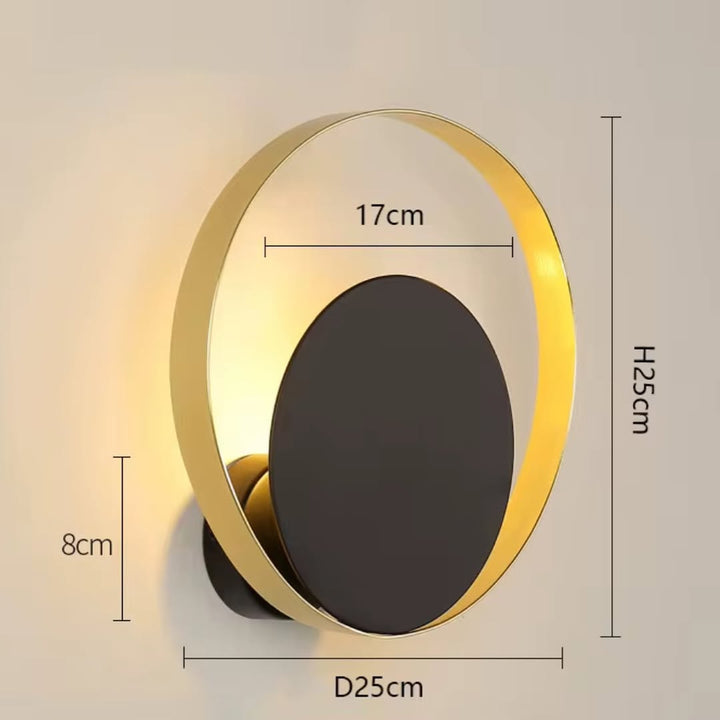 Modern Circular Wall Light with Gold Trim