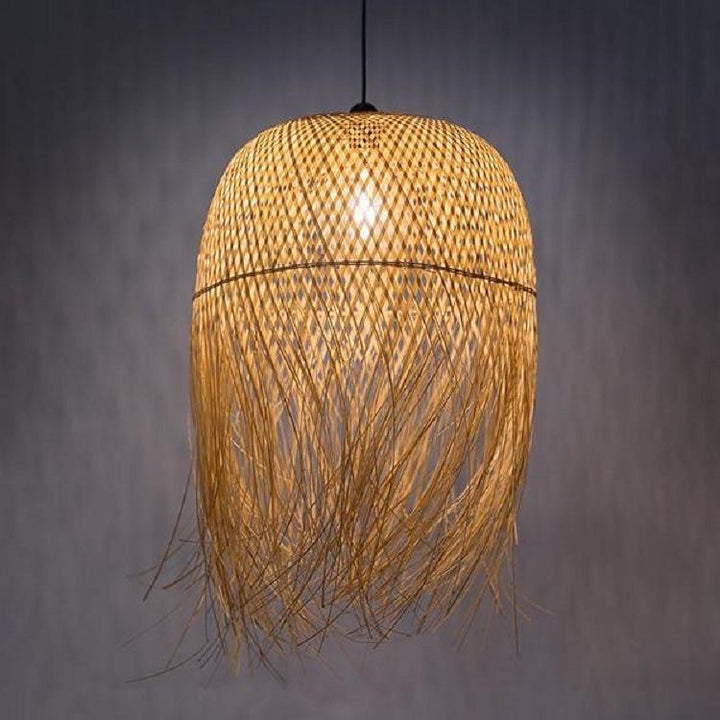 Handwoven Bamboo Pendant Lights with Fringe Design