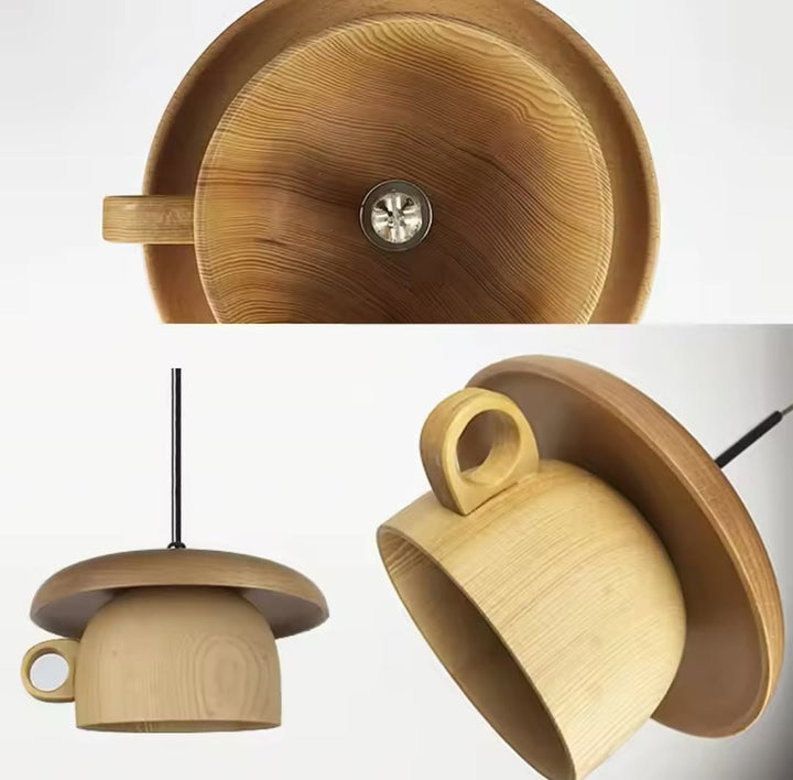 Teacup Pendant Light - Wooden Design for Playful Interiors