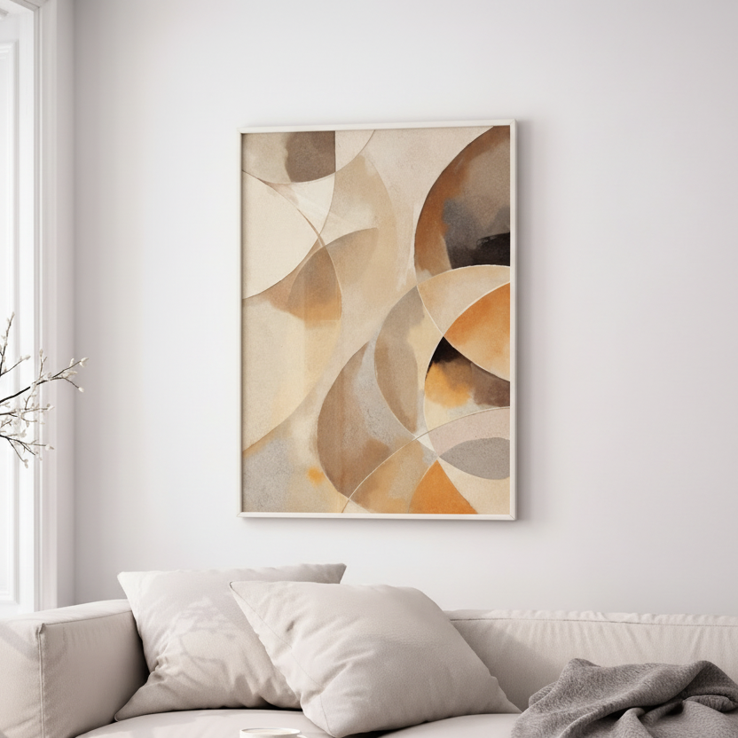 Warm Neutral Abstract Shapes Art