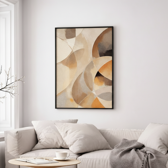 Warm Neutral Abstract Shapes Art