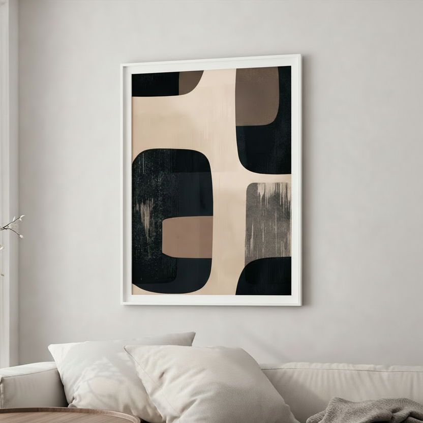 Modern Neutral Geometric Block Art