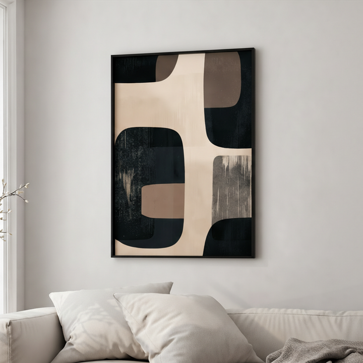 Modern Neutral Geometric Block Art