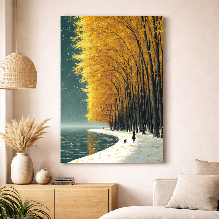 Autumn Lakeside Canvas Wall Art