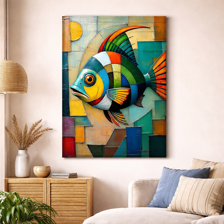 Abstract Colorful Fish Canvas Wall Art