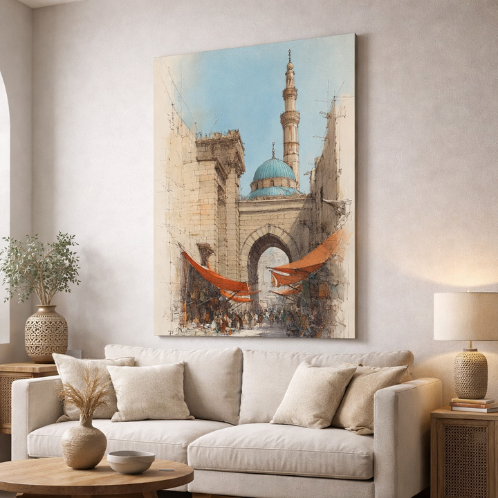 Islamic Architecture Street Canvas Wall Art