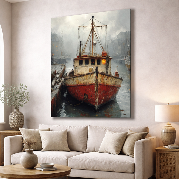Harbor Fishing Boat Canvas