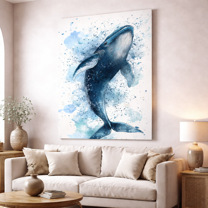 Watercolor Whale Canvas Art