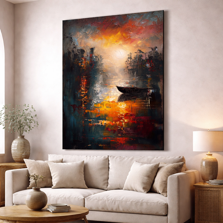 Abstract City Sunset Canvas