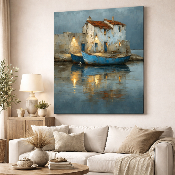 Coastal Boats Reflection Canvas